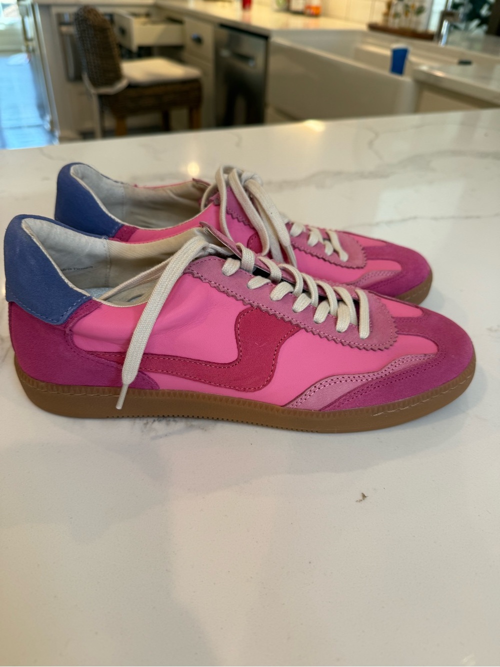 Dolce Vita Pink & Blue Suede-Trim Lace-Up Sneakers